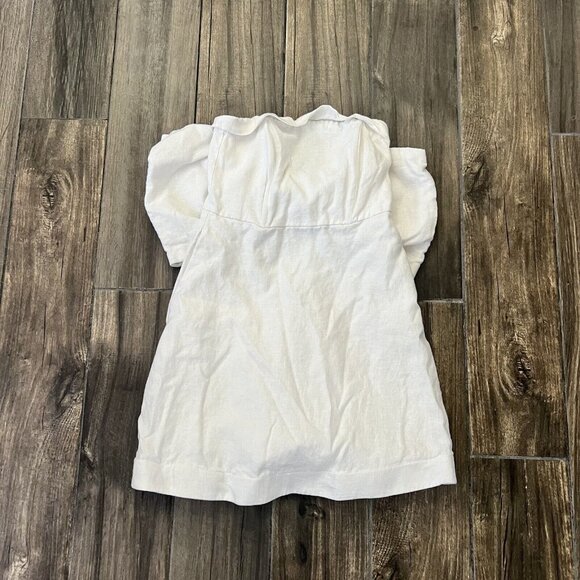 AISLE WHITE LINEN BACK BOW DRESS Us 4 - Picture 1 of 6